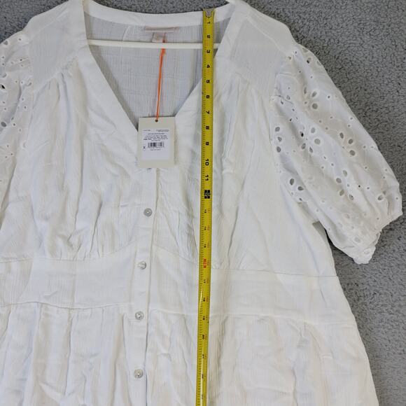 Knox Rose Maxi Dress Wedding Button Front Laced Open Work Embroidered 2X White - Picture 12 of 16